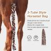 Harrison Howard 3 Tube Stretchy Fabrics Adjustable Closure Lightweight Horse Tail Bag for Horses Braid-in Tail Bag(Leopard Print)