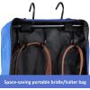 Harrison Howard Bridle/Halter Bag with 3 Prong Tack Rack Sturdy Waterproof Fabric Horse Tack Carry Bag-Navy(Blue)