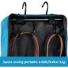 Harrison Howard Bridle/Halter Bag with 3 Prong Tack Rack Sturdy Waterproof Fabric Horse Tack Carry Bag-Navy(Teal)