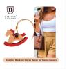 Harrison Howard Hanging Rocking Horse Decoration for Horse Lovers Decor Piece Equestrian Theme Hanging Leather Rocking Horse Piece…(Apricot)