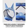 Harrison Howard Horse Fly Mask UV Protective Fine Mesh with Extra Wool Soft Touch on Skin Fly and UV Protection Moonlight Silver S(Aquamarine)