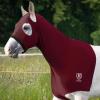 Harrison Howard Horse Stretch Hood Without Ears Snug Fitting Hood with Zip Closure Covers Face, Shoulders, Mane, Chest and Withers Perfect for Show/Event Preparation – Black(Burgundy)
