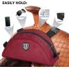 Harrison Howard Saddle Pommel Pocket with Durable Waterproof Fabric Pouch for Western Saddle(Burgundy Red)