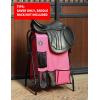 Harrison Howard Saddle Rack Cover with Pockets – Waterproof Saddle Protector and Horse Tack Organizer for Stable & Barn Storage (Saddle Rack Not Included)-Black(Pink)