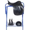 Harrison Howard Saddle Stand Freestanding Full-Size Portable Floor Horse Saddle Rack Secure Saddle Blue(Blue)