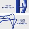 Harrison Howard Saddle Stand Freestanding Full-Size Portable Floor Horse Saddle Rack Secure Saddle Blue(Blue)