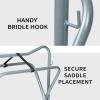 Harrison Howard Saddle Stand Freestanding Full-Size Portable Floor Horse Saddle Rack Secure Saddle Blue(Silver)