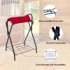 Harrison Howard Saddle Stand Freestanding Full-Size Portable Floor Horse Saddle Rack with Fabric Adds Protection to Underside of Saddle Prevents Bar Indentations Secure Saddle Saddle Black(Red)