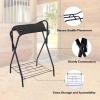 Harrison Howard Saddle Stand Freestanding Full-Size Portable Floor Horse Saddle Rack with Fabric Adds Protection to Underside of Saddle Prevents Bar Indentations Secure Saddle Saddle Black(Black)