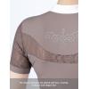 Harrison Howard Short Sleeve Lace Top Show Shirt Breathable with Graceful Back Lace Rider Top(Beige)