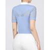 Harrison Howard Short Sleeve Lace Top Show Shirt Breathable with Graceful Back Lace Rider Top(Ice Blue)