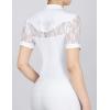 Harrison Howard Short Sleeve Lace Top Show Shirt Breathable with Graceful Back Lace Rider Top(Oval White)
