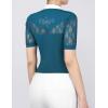 Harrison Howard Short Sleeve Lace Top Show Shirt Breathable with Graceful Back Lace Rider Top(Teal)