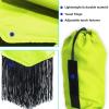 Harrison Howard Smooth Lightweight Adjustable Fastener Nylon Horse Tail Bag with Fringe(Fluorescent Green)