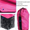 Harrison Howard Smooth Lightweight Adjustable Fastener Nylon Horse Tail Bag with Fringe(Fuchsia Pink)