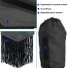 Harrison Howard Smooth Lightweight Adjustable Fastener Nylon Horse Tail Bag with Fringe(Mars Black)