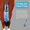 Harrison Howard Smooth Lightweight Adjustable Fastener Nylon Horse Tail Bag with Fringe(Pony Print Blue)