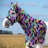Harrison Howard Soft Horse Hood All-Covered Comfortable Sleezy for Horses with Zipper Feather Hues M(Feather Hues)