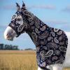 Harrison Howard Soft Horse Hood All-Covered Comfortable Sleezy for Horses with Zipper Feather Hues M(Paisley)