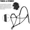 Harrison Howard Super Sturdy Horse Rope Training Halter with 4 Knot 1/4″ Stiff Halter Cord(Black)