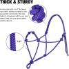Harrison Howard Super Sturdy Horse Rope Training Halter with 4 Knot 1/4″ Stiff Halter Cord(Purple)