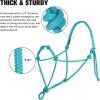 Harrison Howard Super Sturdy Horse Rope Training Halter with 4 Knot 1/4″ Stiff Halter Cord(Turquoise)