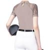 Harrison Howard Women’s Slim Fit Show Shirt with Lace Sleeves and Iconic Bit Breathable Comfortable Rider Top(Beige)