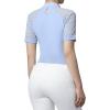 Harrison Howard Women’s Slim Fit Show Shirt with Lace Sleeves and Iconic Bit Breathable Comfortable Rider Top(Ice Blue)