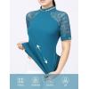 Harrison Howard Women’s Slim Fit Show Shirt with Lace Sleeves and Iconic Bit Breathable Comfortable Rider Top(Teal)