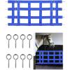 Harrison Howard Adjustable Horse Stall Guard Poly 4 Slat Door Guard for Horse Barns Sturdy Webbing Grid Design Stall Guard Black(Blue)