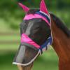 Harrison Howard Horse Fly Mask Long Nose with Ears Fuchsia/Navy M Cob(Fuchsia/Navy)