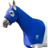 Harrison Howard Horse Stretch Hood Without Ears Snug Fitting Hood with Zip Closure Covers Face, Shoulders, Mane, Chest and Withers Perfect for Show/Event Preparation – Black(Blue)