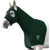 Harrison Howard Horse Stretch Hood Without Ears Snug Fitting Hood with Zip Closure Covers Face, Shoulders, Mane, Chest and Withers Perfect for Show/Event Preparation – Black(Hunter Green)
