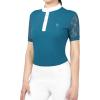 Harrison Howard Short Sleeve Lace Top Show Shirt Breathable with Graceful Back Lace Rider Top(Teal)