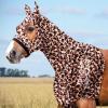 Harrison Howard Soft Horse Hood All-Covered Comfortable Sleezy for Horses with Zipper Feather Hues M(Classic Leopard)