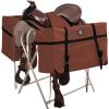Harrison Howard Sturdy Secure Versatile Over-the-Horn Contoured No-Bounce Design Saddle Pack Pannier Bags Carrier Western Saddle Bag Brown(Brown)