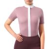 Harrison Howard Women’s Equestrian Short Sleeve Riding Top Show Shirt Rider Sport Sun Shirt(Purple-pink)
