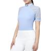 Harrison Howard Women’s Slim Fit Show Shirt with Lace Sleeves and Iconic Bit Breathable Comfortable Rider Top(Ice Blue)