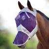 Harrison Howard CareMaster Horse Fly Mask Full Face No Ears Moonlight Silver Large Full Size(Silver/Purple)