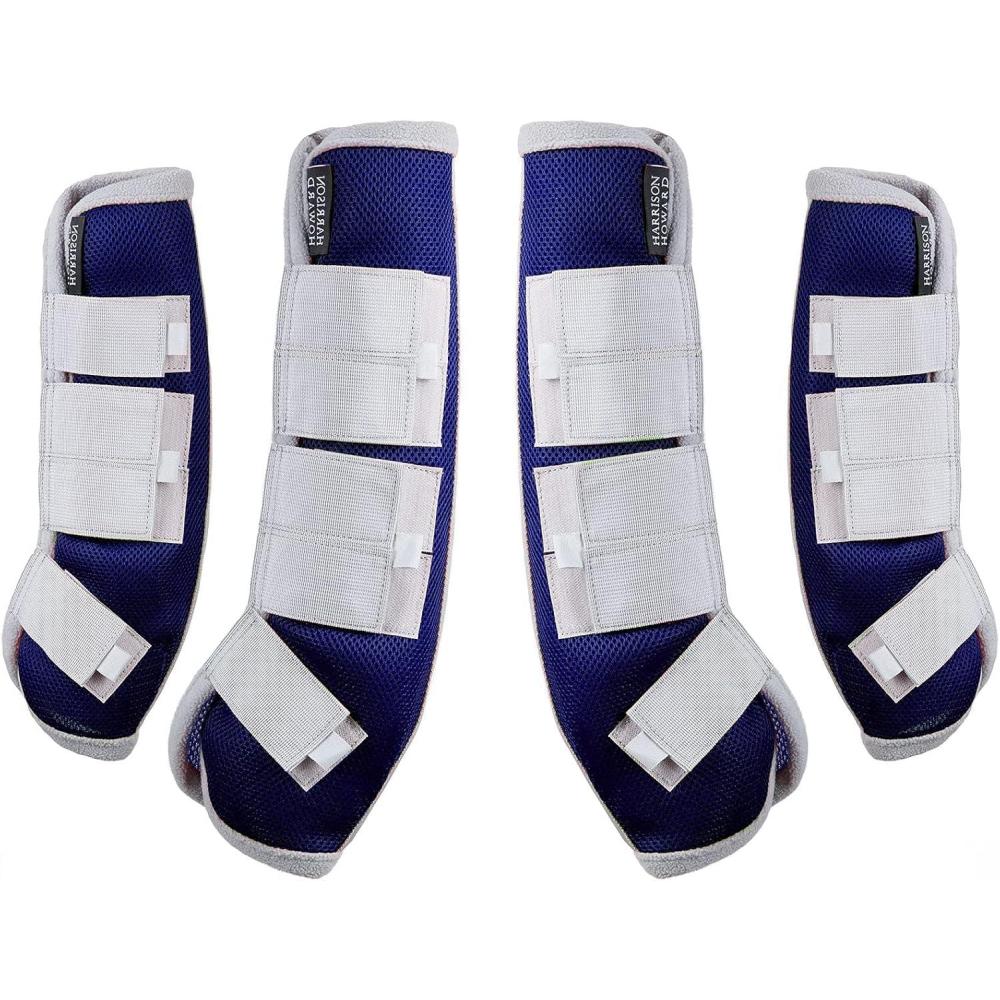 imageHarrison Howard Horse Fly Boots Leg Guards Fly Boots Protection Set of 4 Amethyst Large Full SizeNavy