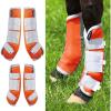 Harrison Howard Horse Fly Boots Leg Guards Fly Boots Protection Set of 4 Amethyst Large Full Size(Orange)