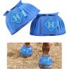 Harrison Howard Rubber Pull-on Bell Boots with Fleece Lining and Touch-Close Tapes Hoof Overreach Protection for Horses(Cobalt Blue)