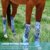 Harrison Howard Loose Fitting Horse Leg Socks Horse Socks Comfortable and Easy to Wear Set of 4(Blue Leopard)