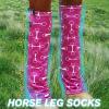 Harrison Howard Loose Fitting Horse Leg Socks Horse Socks Comfortable and Easy to Wear Set of 4(Pink Bits)