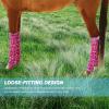 Harrison Howard Loose Fitting Horse Leg Socks Horse Socks Comfortable and Easy to Wear Set of 4(Pink Bits)