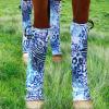 Harrison Howard Loose Fitting Horse Leg Socks Horse Socks Comfortable and Easy to Wear Set of 4(Blue Leopard)