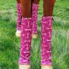 Harrison Howard Loose Fitting Horse Leg Socks Horse Socks Comfortable and Easy to Wear Set of 4(Pink Bits)