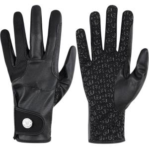 Harrison Howard All-Season PU Leather Horse Riding Gloves Horseback Riding Gloves for Equestrians with Non-Slip Silicone Palm(Black)