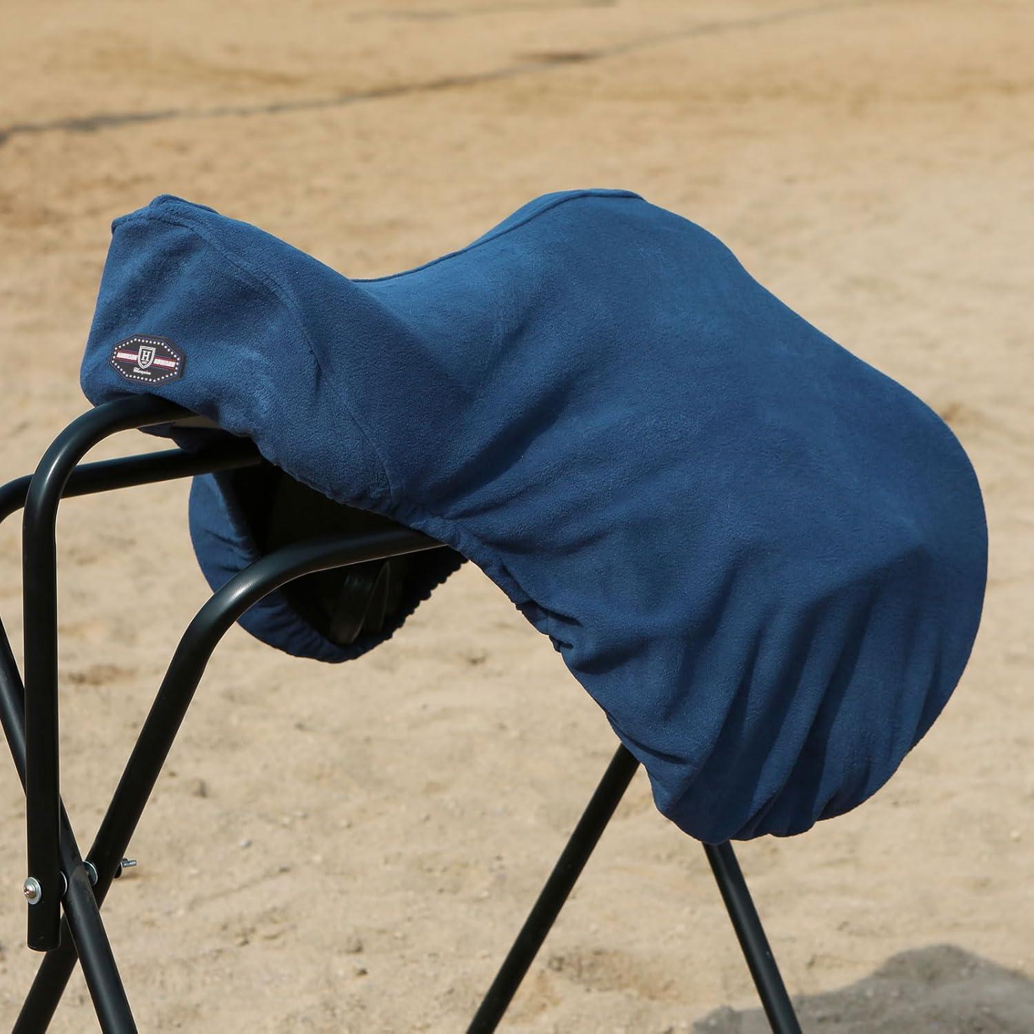 imageHarrison Howard Fleece Horse Saddle Cover for GPCC Horse Saddle Cover Reliable Protection Dust Prevention Machine Washable PurpleDeep Blue