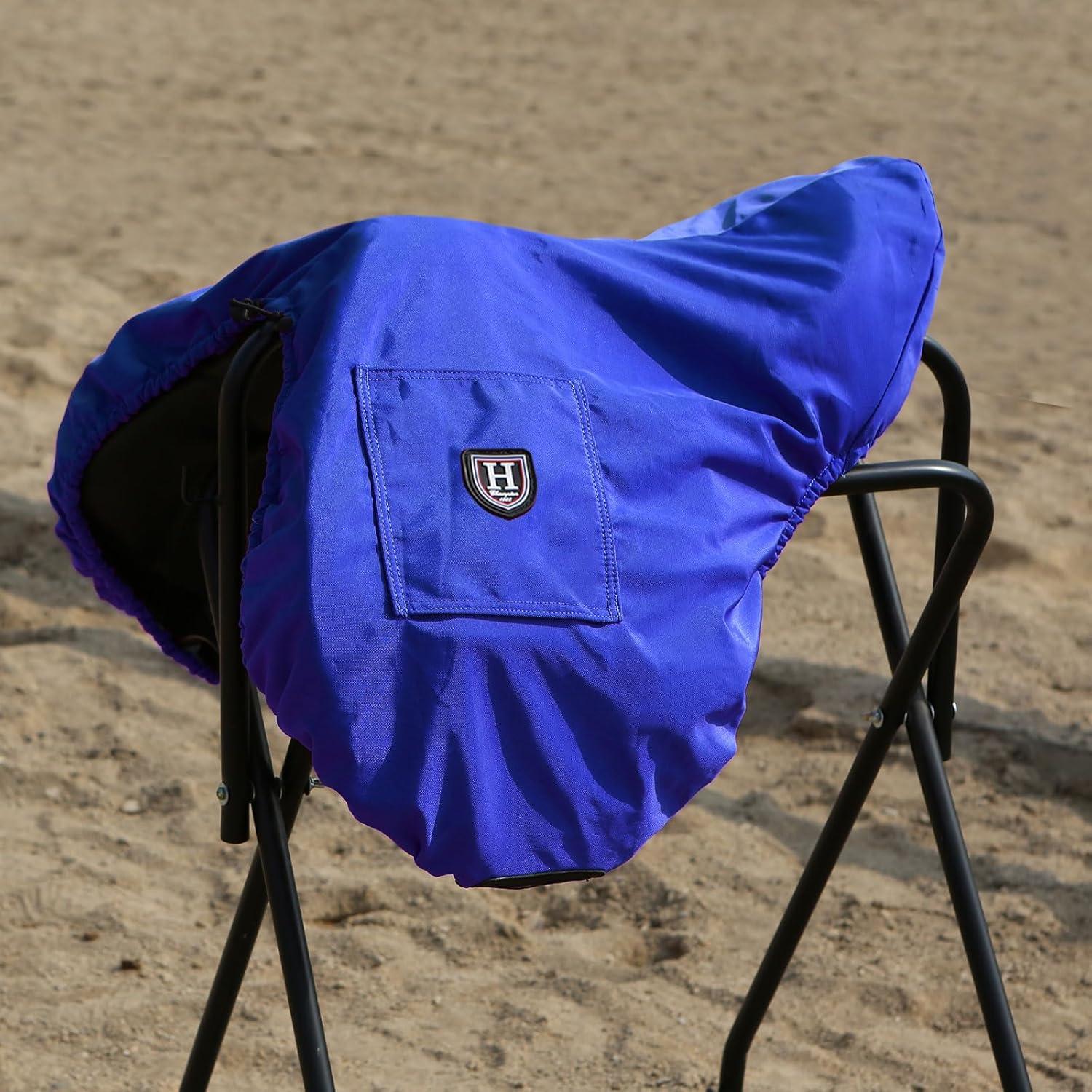 imageHarrison Howard Premium English Saddle Cover WaterproofBreathable FleeceLined LongLasting Outer Damage Protection Saddle CoverChampion Blue